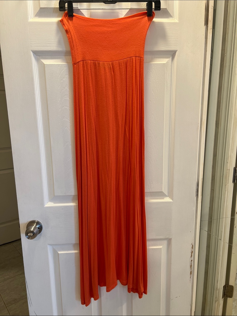 Women's Maxi Skirt - Bright Orange Stretch Jersey